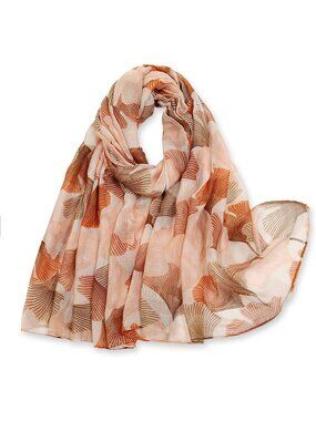 Women's Orange Stylish Cover Hijab Cotton Voile Wrap for Spring Fall Scarf Shawl
